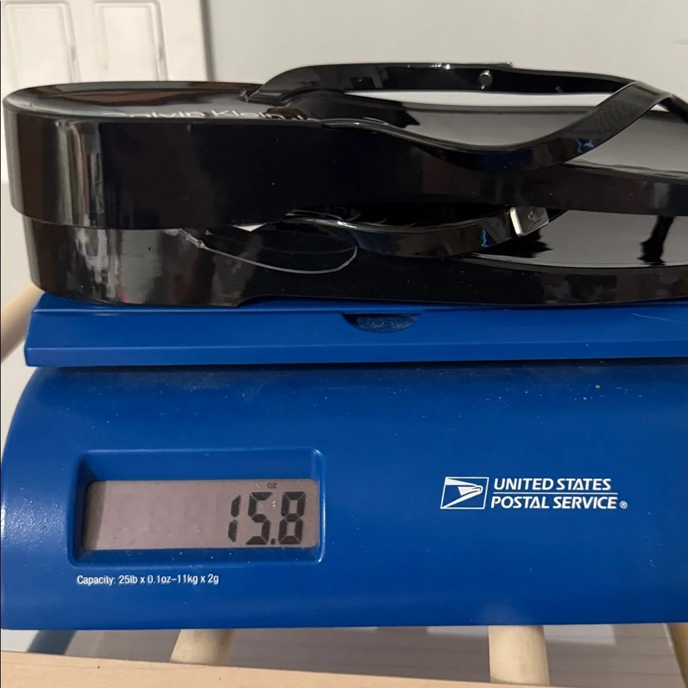 Calvin Klein Jeans Glossy Black Flip Flops thong sandals Women's NEW with tag - Picture 12 of 13